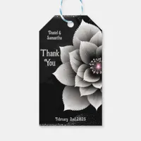 Timeless Elegance: Black & Silver Blossom Wedding  Gift Tags