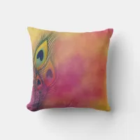Trendy Stylish Peacock Feathers Throw Pillow