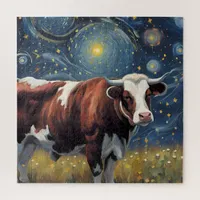 A Bull in The Starry Night Jigsaw Puzzle