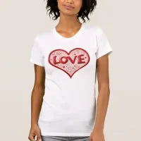 Red And White Cute Love Heart T-Shirt