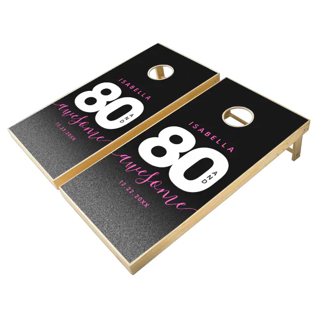 Modern Girly Hot Pink 80 and Awesome Cornhole Set