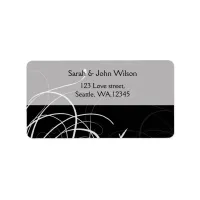 black mod swirls address labels