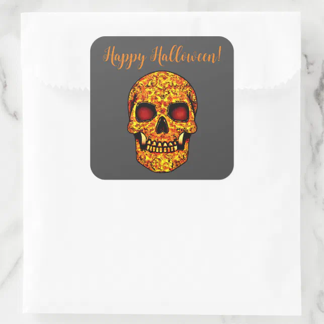 Frightening Halloween skull with red eyes  Square Sticker