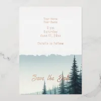 Pine Forest Nature Wedding  Foil Invitation