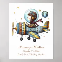 Personalized Baby Room Artwork Child Flying Plane Poster