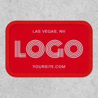 Red and White Modern Rectangular Logo Patch