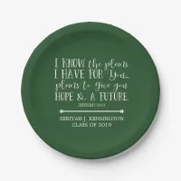 Modern Christian Bible Verse Green Graduation Paper Plates