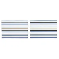 Blue white and gold Beach coastal stripes Pillow C Pillow Case