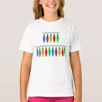 Colorful Merry Christmas Lights Font Girls T-Shirt