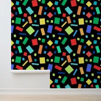 Colorful Geometric Squares & Rectangles Kids Black Wallpaper