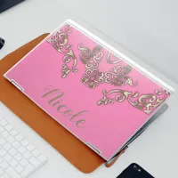 Luxury Glam Romantic Chic Pink & Gold Custom Name HP Laptop Skin