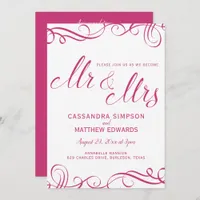 Elegant All in One Wedding Invitations | Hot Pink