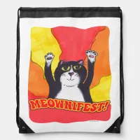 Time To Meownifest Epic Cat Statement Fun Drawstring Bag