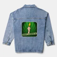 Born To Rock Lighter Design Cartoon Denim Jacket