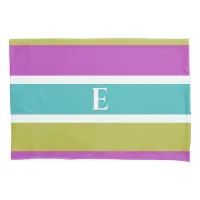 Monogram Bright Striped Reversible Personalised Pillow Case