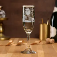 Merry Christmas - Santa Claus Etched Champagne Flute