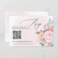 Elegant Boho Summer Spring Blush Floral QR CODE RSVP Card