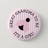 Great GrandmaPink Ladybug Baby Shower Button