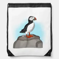 Cute Hand drawn Puffin Drawstring Bag