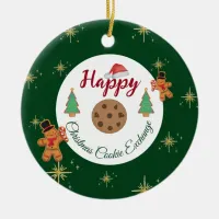 Christmas cookie exchange green gingerbread  ceramic ornament