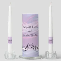 Whispers of Silk: Dreamy Pastel Waves Pink Blue  Unity Candle Set