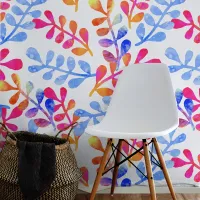 Bold Colorful Botanical Leaf Jumbo Scale Playroom Wallpaper