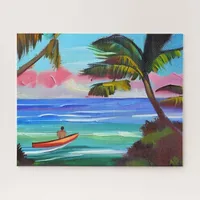 Kayak on the Ocean Beach Art Jigsaw Puzzle