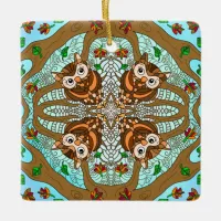 Hand drawn Owl Mandala  Ceramic Ornament