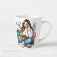 Woman Reading on Phone Gift Latte Mug