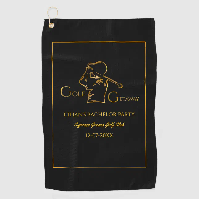 Golfer Groom Bachelor Party Classic luxury gold Golf Towel