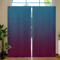 Ocean Blue Dark Burgundy Gradient Blackout Curtains