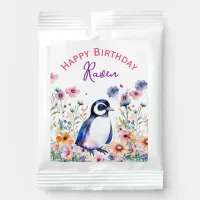 Penguin in Flowers Girl's Birthday Personalized Hot Chocolate Drink Mix