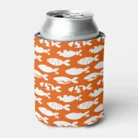 Fishing Pattern Orange White Can Cooler