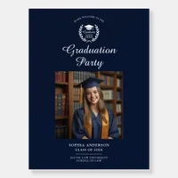 Navy Blue Graduation Photo Welcome Party Sign