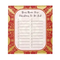 Red & Gold Christmas Checklist Holiday To-Do List Notepad