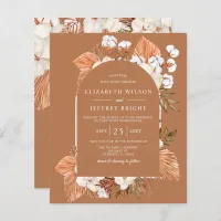 Budget Terracotta Pampas Arched Wedding Invitation