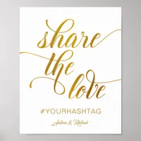 Share the Love Wedding Hashtag Sign | Gold Foil