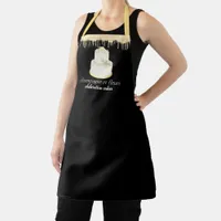 gold glitter drip ivory wedding cake bakery staff apron