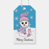 Cute Festive Snowman Pink Christmas Gift Tags