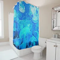 Abstract, modern, turquoise mosaic shower curtain