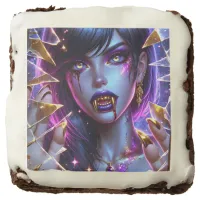 Vampire with Gold Fangs Halloween Party Brownie