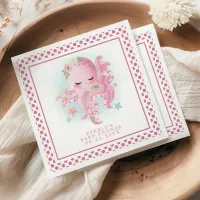 Octopus Cute Pink Watercolor Girl Baby Shower Napkins