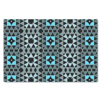 Blue & Black Trendy Mosaic Geometric Pattern Tissue Paper