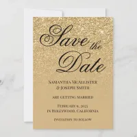 Antique Gold Glitter Gradient Save The Date