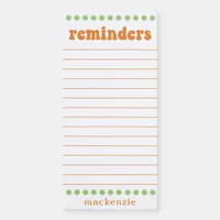 Retro Hippie Boho Cute Flowers Reminder List Magnetic Notepad