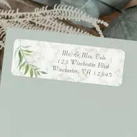 Eucalyptus Leaf Botanical Marble Wedding Label