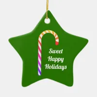 Fruity Candy Cane Sweet Holidays Star Ornament