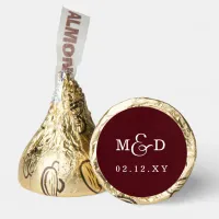 Burgundy Simple Modern Monogram Wedding Hershey&#174;'s Kisses&#174;