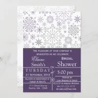 Snowflakes Purple Gray Winter Bridal shower Invite