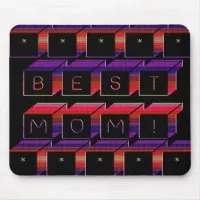 Best Mom Colored Blocks & Black Background Mouse Pad